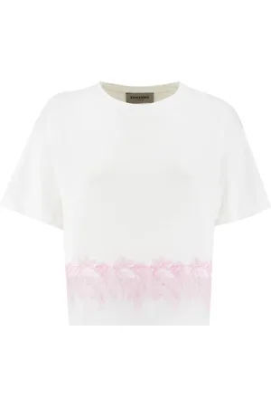 ERMANNO SCERVINO Koszulki, Kobieta, Biały, L, Bawełna, Koronkowa koszulka Floral Lace