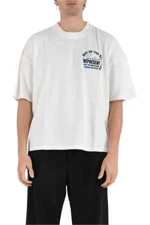 Represent Koszulki, Mężczyzna, Biały, M, Oversize T-shirt z nadrukiem z przodu i z tyłu