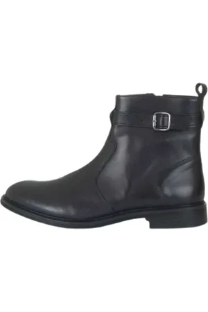 Emporio Armani Buty, Mężczyzna, Czarny, 41 EU, Skóra, Klasyczne Czarne Skórzane Botki