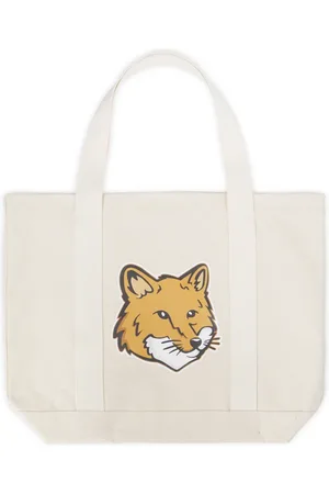 Maison Kitsuné Torebki, Mężczyzna, Beżowy, ONE SIZE, Bawełna, Torba Tote z Lisim Pyskiem Fox Head