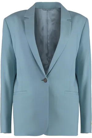 Calvin Klein Kurtki, Kobieta, Niebieski, L, Wełna, Elegancka marynarka z mieszanki wełny