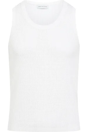 DRIES VAN NOTEN Koszulki, Mężczyzna, Biały, L, Poliester, Merit Top