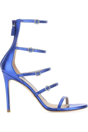 Stuart Weitzman Buty, Kobieta, Niebieski, 37 1/2 EU, Skóra, Sandały Dusk ze skóry w kolorze elektrycznego błękitu