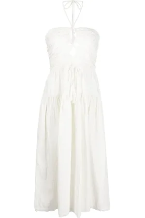 ULLA JOHNSON Sukienki, Kobieta, Beżowy, L, Casual Maxi Sukienka w Beżowej Bawełnie