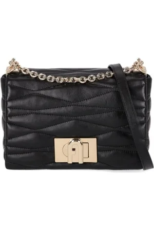 Furla Torebki, Kobieta, Czarny, ONE SIZE, Skóra, Czarna pikowana torebka crossbody z zapięciem typu turn-lock