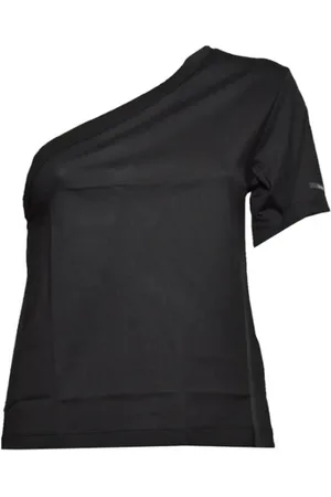 Calvin Klein Koszulki, Kobieta, Czarny, S, Bawełna, Bluzka bawełniana na jedno ramię