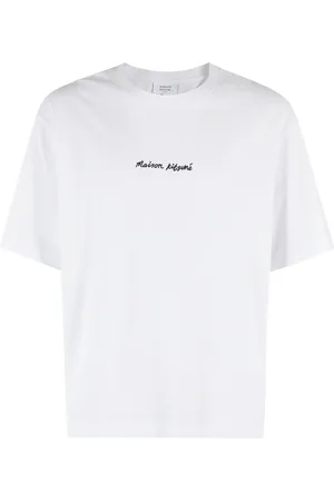 Maison Kitsuné Koszulki, Mężczyzna, Biały, S, Haftowany T-shirt w białym