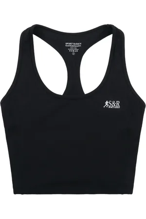 Sporty & Rich Sport, Kobieta, Czarny, L, Nylon, Logo Tank Top