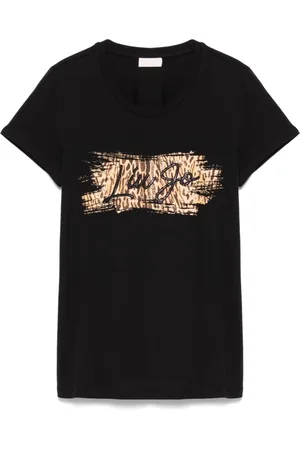 Liu Jo Koszulki, Kobieta, Czarny, S, Bawełna, T-shirt z nadrukiem logo