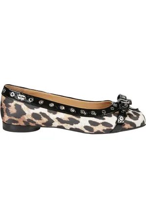 Ganni Buty, Kobieta, Wielobarwność, 37 EU, Poliester, Baleriny w leopardzi wzór