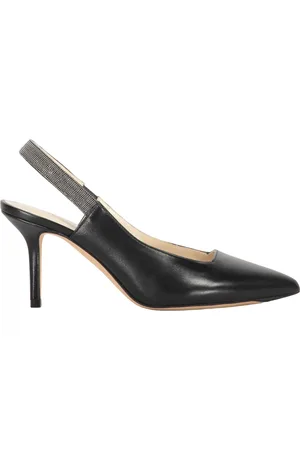 Fabiana Filippi Buty, Kobieta, Czarny, 40 EU, Skórzane Pointy-Toe Slingbacks z Koralikami