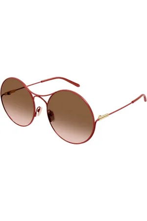 Chloé Akcesoria, Kobieta, Różowy, ONE SIZE, Okrągłe okulary przeciwsłoneczne z metalową ramką