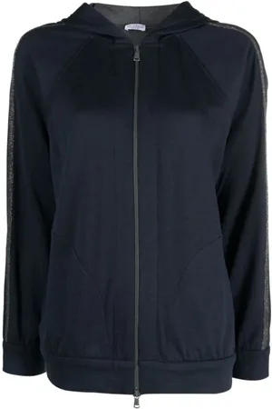 Brunello Cucinelli Bluzy, Kobieta, Niebieski, L, Bawełna, Bluza rozpinana
