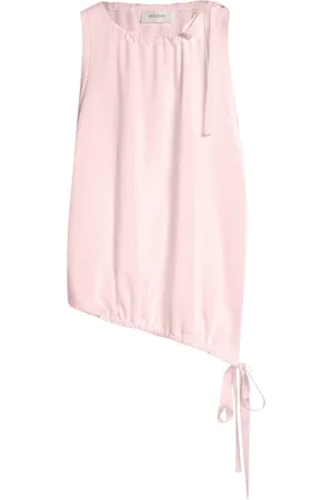 Sportmax Koszulki, Kobieta, Różowy, L, Bawełna, Bawełniana bluzka z prążkowanym detalem