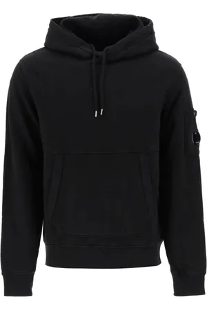 C.P. Company Bluzy, Mężczyzna, Czarny, L, Bawełna, Czarna Bluza z Kapturem z Bawełny Fleece