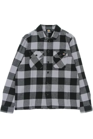 Dickies Bluzki, Kobieta, Wielobarwność, S, Liliowy Szary Flanelowy Koszula z Długim Rękawem
