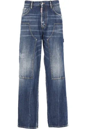 Dsquared2 Jeansy, Mężczyzna, Niebieski, M, Denim, Carpenter Distressed Denim Jeansy