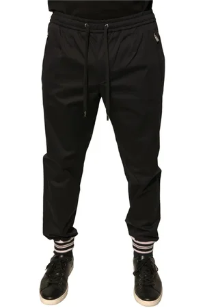Dolce & Gabbana Spodnie, Mężczyzna, Czarny, L, Czarne Bawełniane Jogger Sweatpants