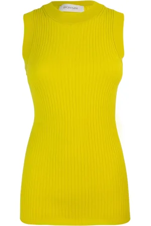 Sportmax Koszulki, Kobieta, Żółty, S, Bawełna, Top bez rękawów