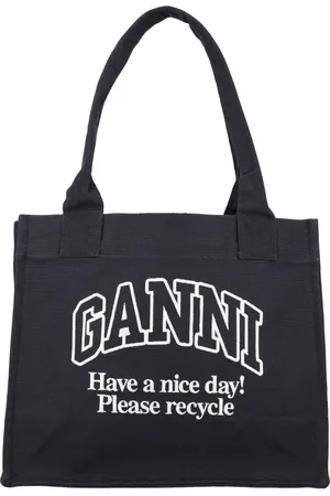 Ganni Torebki, Kobieta, Czarny, ONE SIZE, Bawełna, Duża Torba Shopper Easy