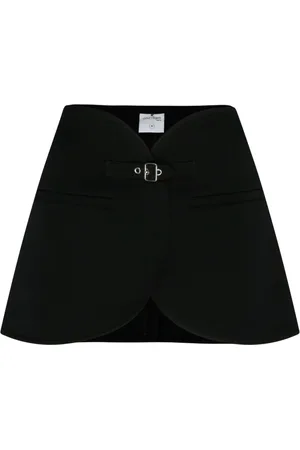 Courrèges Spódnice, Kobieta, Czarny, S, Poliester, Czarna Mini Spódniczka Twill z Klamrą