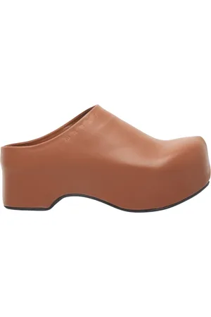Marni Buty, Kobieta, brązowy, 36 EU, Skóra, Klapki Sabot na Grubej Podeszwie