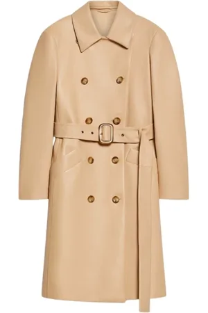 Sportmax Płaszcze, Kobieta, Beżowy, S, Skóra, Giostra Trench Coat
