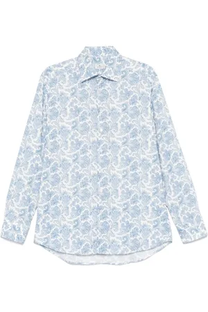 Etro Koszule, Mężczyzna, Niebieski, 2XL, Bawełna, Niebieska koszula zapinana na guziki z długim rękawem