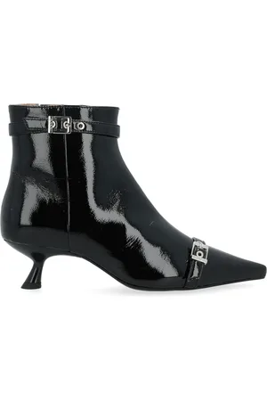 Ganni Buty, Kobieta, Czarny, 37 EU, Botki na obcasie typu kitten heel z oczkami Napla