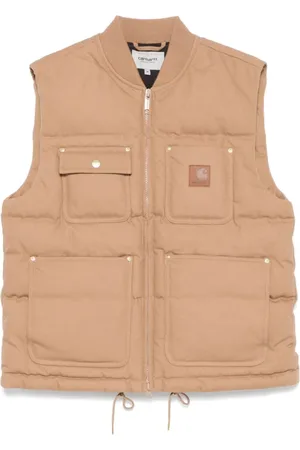 Carhartt Kurtki, Mężczyzna, Beżowy, L, Pikowana kamizelka z wypełnieniem