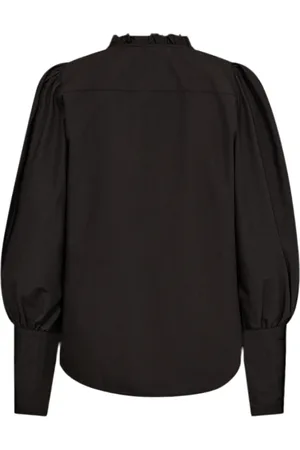 Co`Couture Bluzki, Kobieta, Czarny, S, Bawełna, Stylowa Czarna Bluzka