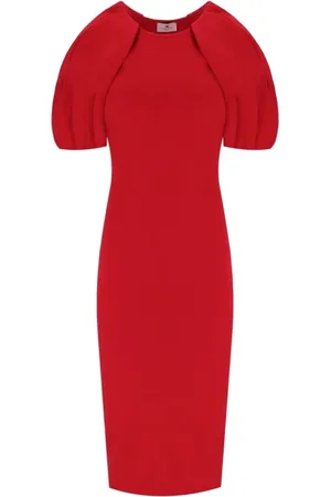 Elisabetta Franchi Sukienki, Kobieta, Czerwony, M, Poliester, Dzianinowa sukienka midi Passion