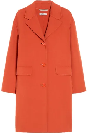 Max Mara Garnitury, Kobieta, Pomarańczowy, S, Wełna, Pomarańczowy płaszcz wełniany w stylu Cocoon