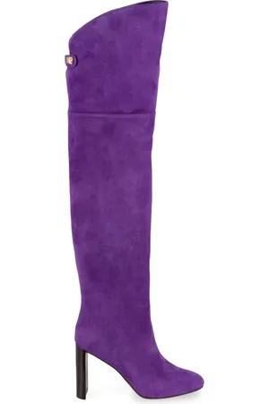 Maison Skorpios Buty, Kobieta, Fioletowy, 37 EU, Zamsz, Zamszowe Kozaki Za Kolano Okrągły Nosek