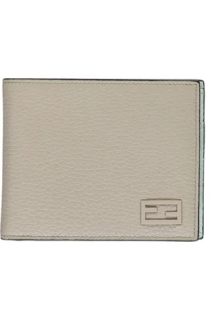Fendi Akcesoria, Mężczyzna, Szary, ONE SIZE, Skóra, Skórzany Portfel z Klapką