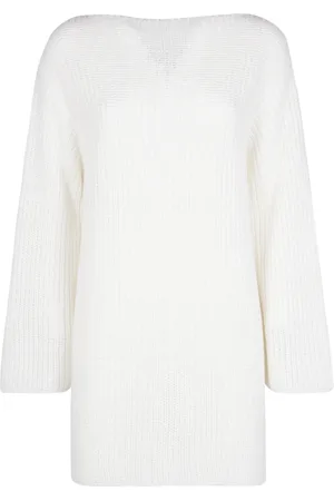 Salvatore Ferragamo Swetry, Kobieta, Biały, S, Gruba Bawełniana Sweter Oversize