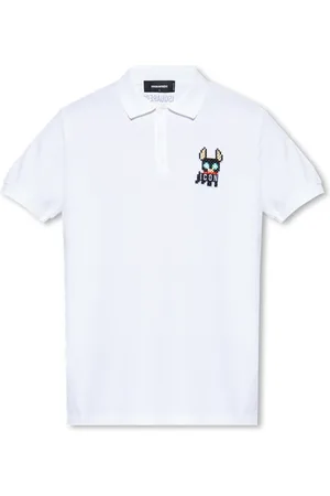 Dsquared2 Koszulki, Mężczyzna, Biały, M, Bawełna, Koszulka Polo z Naszywką