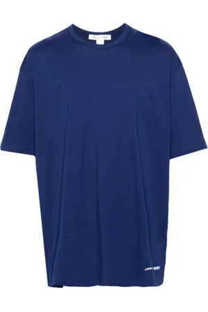Comme des Garçons Koszulki, Mężczyzna, Niebieski, S, Bawełna, Bawełniany T-shirt z nadrukiem logo