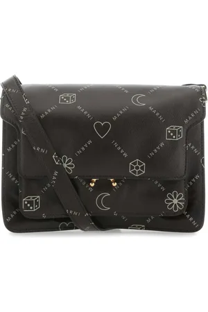 Marni Torebki, Kobieta, brązowy, ONE SIZE, Skóra, Skórzana listonoszka Printed Leather Medium Trunk Soft Crossbody Bag