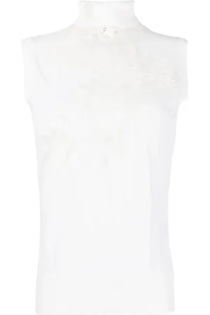 ERMANNO SCERVINO Koszulki, Kobieta, Biały, S, Wełna, Wełniana bluzka bez rękawów