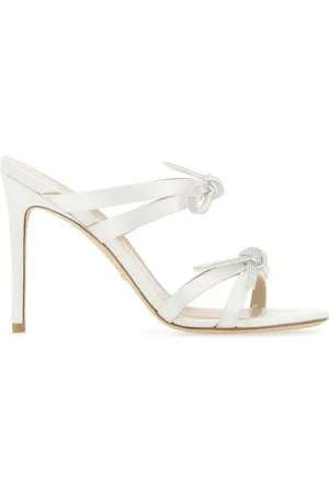 Stuart Weitzman Buty, Kobieta, Biały, 37 EU, Skóra, Sandały na obcasie z ozdobną kokardą