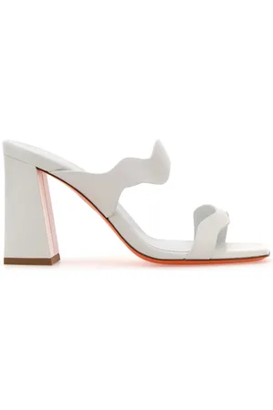 santoni Buty, Kobieta, Biały, 37 EU, Białe skórzane mules z obcasem 8,5 cm