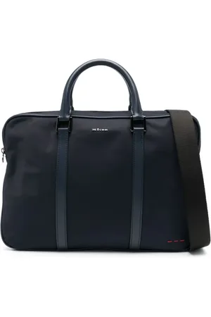 Kiton Torebki, Mężczyzna, Niebieski, ONE SIZE, Niebieska Torba na Ramię z Kieszenią na Laptopa