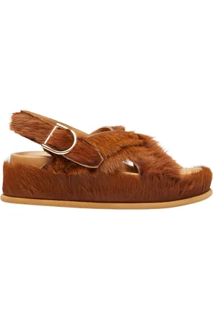 DRIES VAN NOTEN Buty, Kobieta, brązowy, 41 EU, Stylowe sandały z włosiem pony