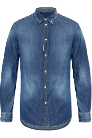 Dsquared2 Koszule, Mężczyzna, Niebieski, L, Bawełna, Koszula jeansowa