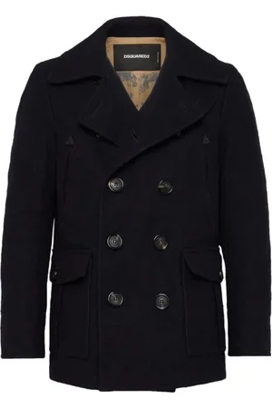 Dsquared2 Kurtki, Mężczyzna, Niebieski, L, Wełna, Cappotto Blazer