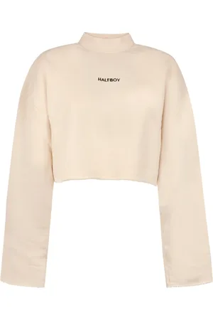 Halfboy Koszulki, Kobieta, Beżowy, M, Bluza z bawełny z detalami logo