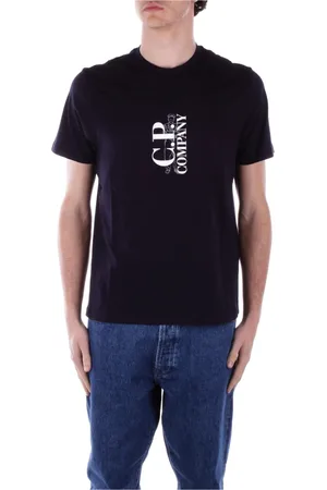 C.P. Company Koszulki, Mężczyzna, Niebieski, XL, Bawełna, T-shirt z logo z przodu