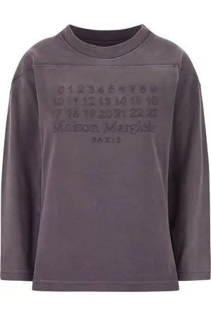 Maison Margiela Bluzy, Kobieta, Fioletowy, M, Bawełna, Dzianinowy sweter z okrągłym dekoltem
