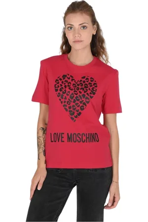 Moschino Koszulki, Kobieta, Czerwony, 2XS, Bawełna, Bawełniana Koszulka